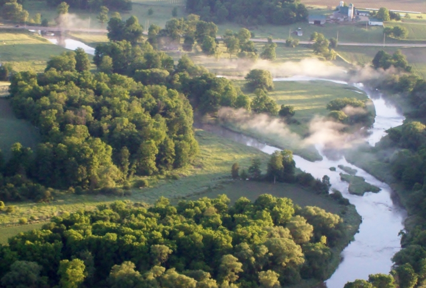 Picture form above steamy river